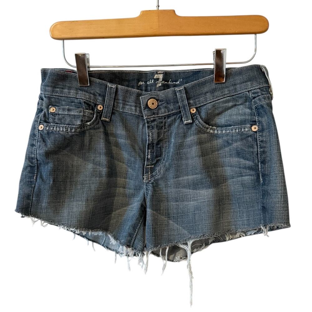 7 For All Mankind Low Rise Cut Off Denim Jean Shorts 26